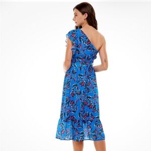 Floral One-Shoulder Blue Dress